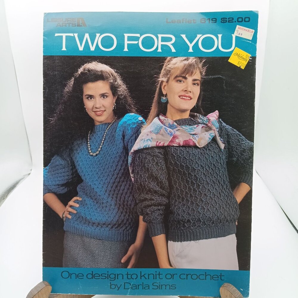 Two for You by Barbara Rondeau, Leisure Arts Leaflet 619 Vintage Knit or Crochet